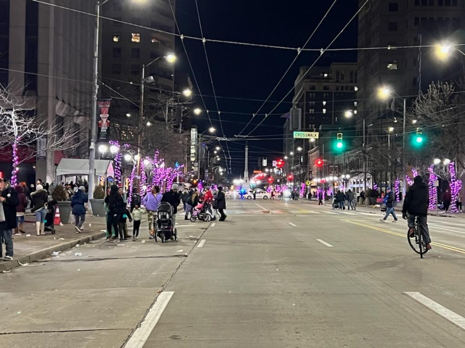 People leaving the holiday parade on Main Street in Dayton.
