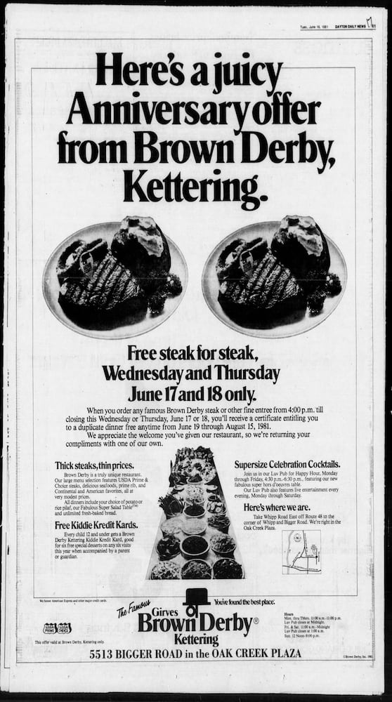 Vintage Restaurant advertising DDN