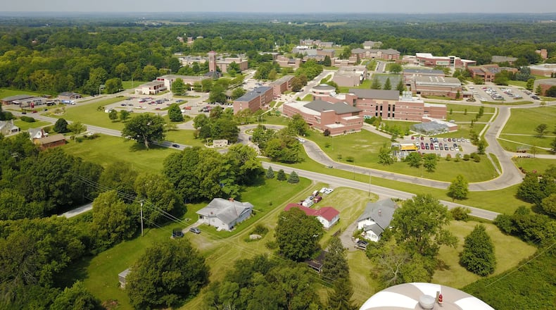 An aerial view of the campus of Central State University on Brush Row Road in Wilberforce. The historically black university and the city of Xenia announced plans on Aug. 10, 2017, to annex the 600-acre, 36-building campus into the city’s limits. CHUCK HAMLIN/STAFF