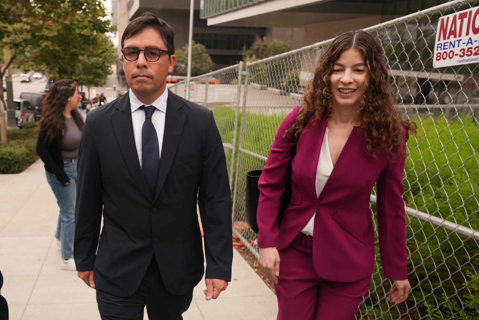 Dr. Salvador Plasencia, left, and his attorney Karen L. Goldstein, leave federal court on Wednesday, July 23, 2025 in Los Angeles, after pleading guilty to giving ketamine to Matthew Perry, leading up to the actor's 2023 overdose death. (AP Photo/Damian Dovarganes)