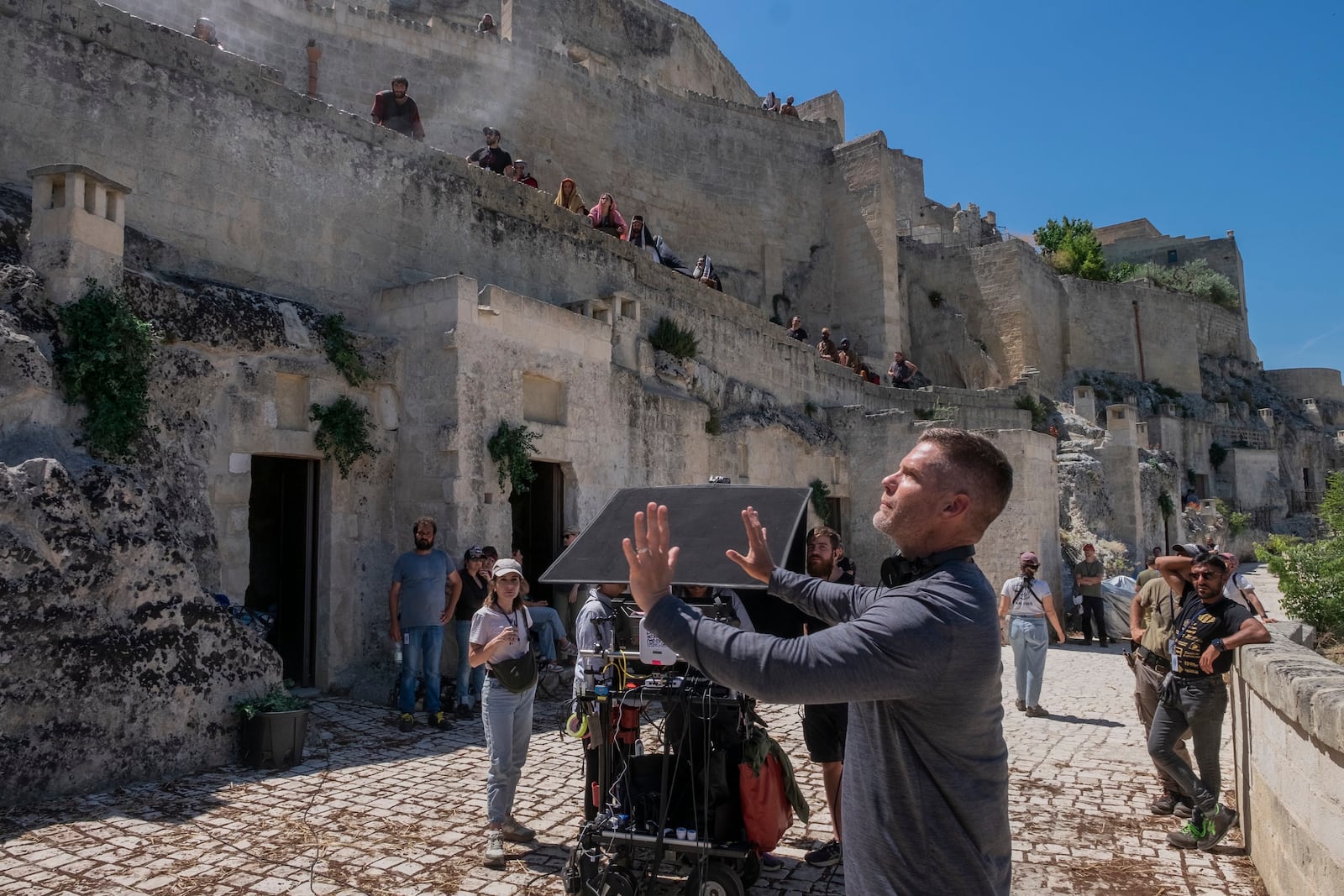 Showrunner Dallas Jenkins appears during the filming of season six of the series "The Chosen" in Matera, Italy on June 3, 2025. (Vitaliano Napolitano/via AP)