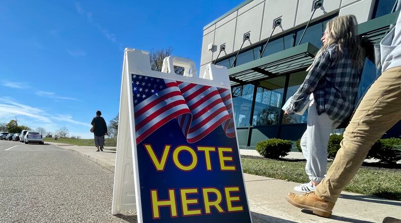 Lines were on occasion, including with less than an hour remaining in early voting on Monday, Nov. 7, 2022, we’re out the door at the Butler County Board of Elections office, 1802 Princeton Road, Hamilton. Elections officials say the most people had to wait in line was around 20 minutes. MICHAEL D. PITMAN/STAFF