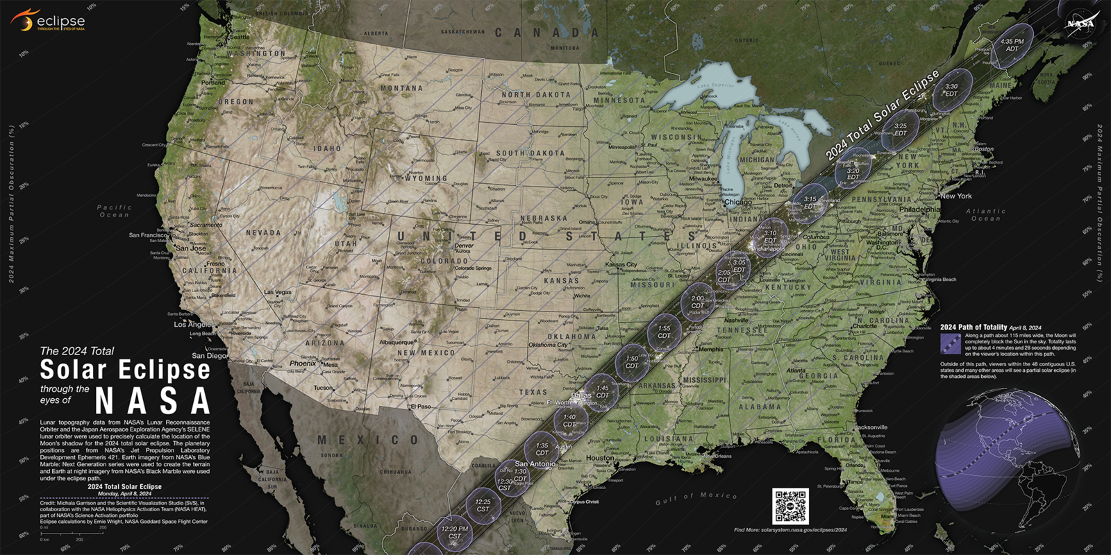 NASA has provided a total solar eclipse path map on its website. CREDIT: https://svs.gsfc.nasa.gov/