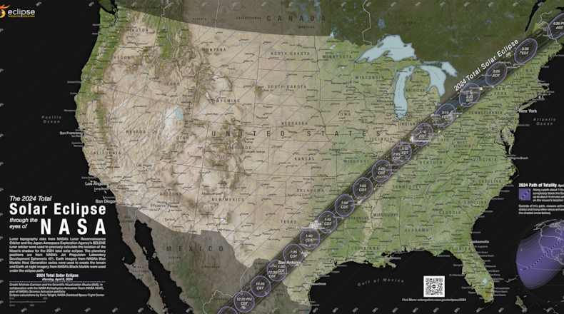 NASA has provided a total solar eclipse path map on its website. CREDIT: https://svs.gsfc.nasa.gov/