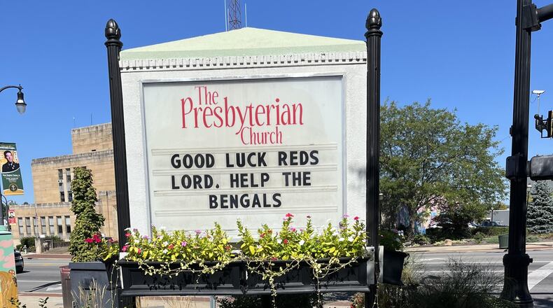 The sign went up Monday morning, though Huffman removed it Thursday following the Reds' Wednesday loss to the Los Angeles Dodgers. PROVIDED