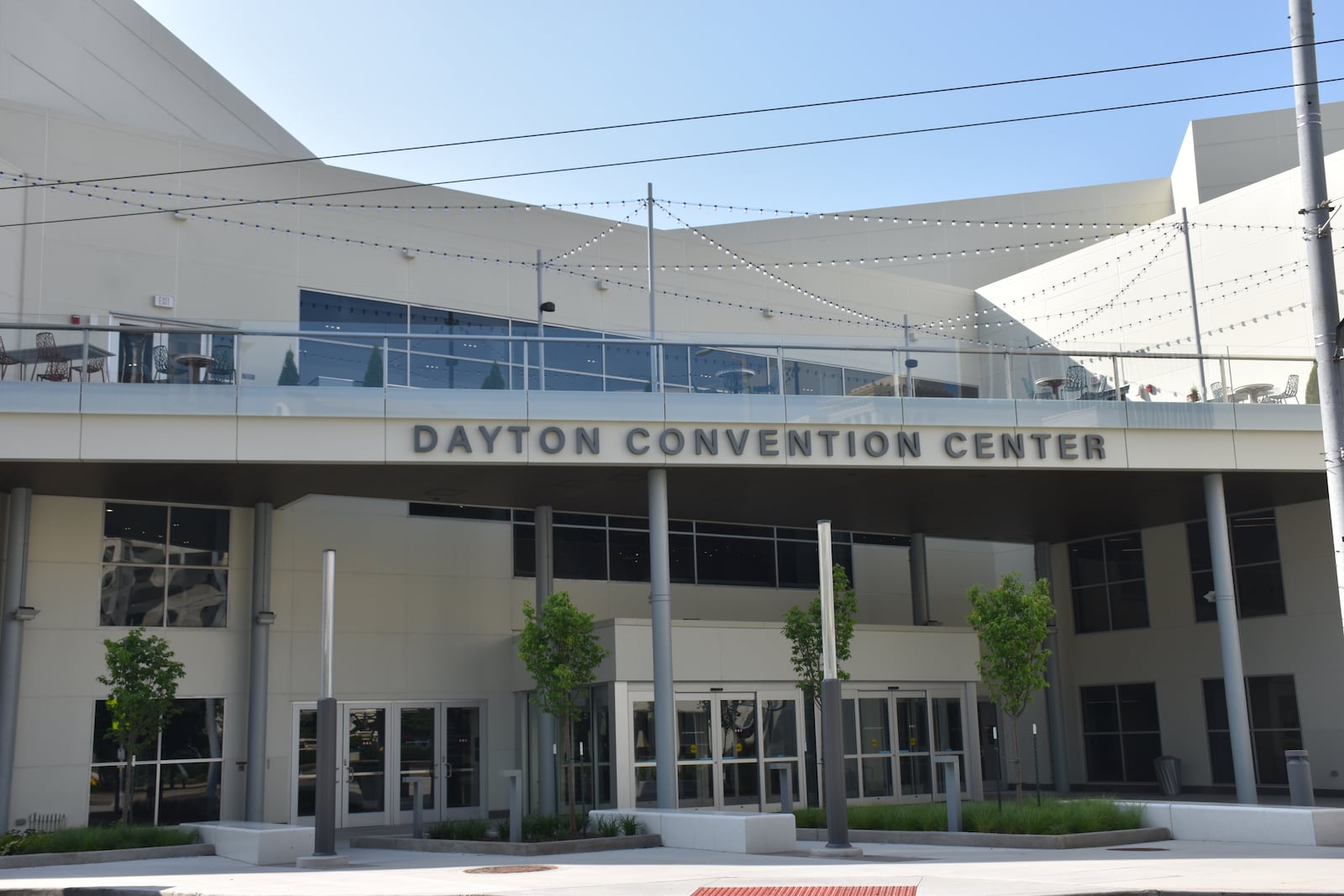 The entrance to the Dayton Convention Center on East Fifth Street in downtown Dayton. The convention center underwent $45 million in renovations. CORNELIUS FROLIK / STAFF
