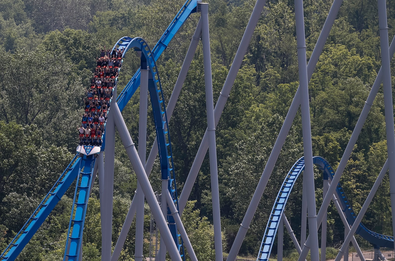 Kings Island visitors ride Orion Friday, June 9, 2023 in Mason. NICK GRAHAM/STAFF