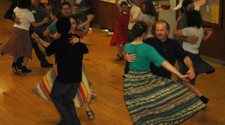 Contra dancing at the Michael Solomon Pavilion in Kettering. CONTRIBUTED