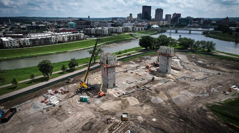The Greater Dayton School being built near Deed's Point in downtown Dayton is scheduled to be completed Autumn on 2023. JIM NOELKER/STAFF