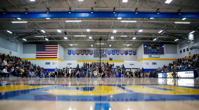 The Catholic Central at Springfield High School boys basketball game was suspended on Saturday night due to multiple players being ejected for fighting and leaving the bench. The Irish led 52-40 when the game was stopped with less than a minute remaining in the third quarter. Nearly 1,500 fans were in attendance. Michael Cooper/CONTRIBUTED