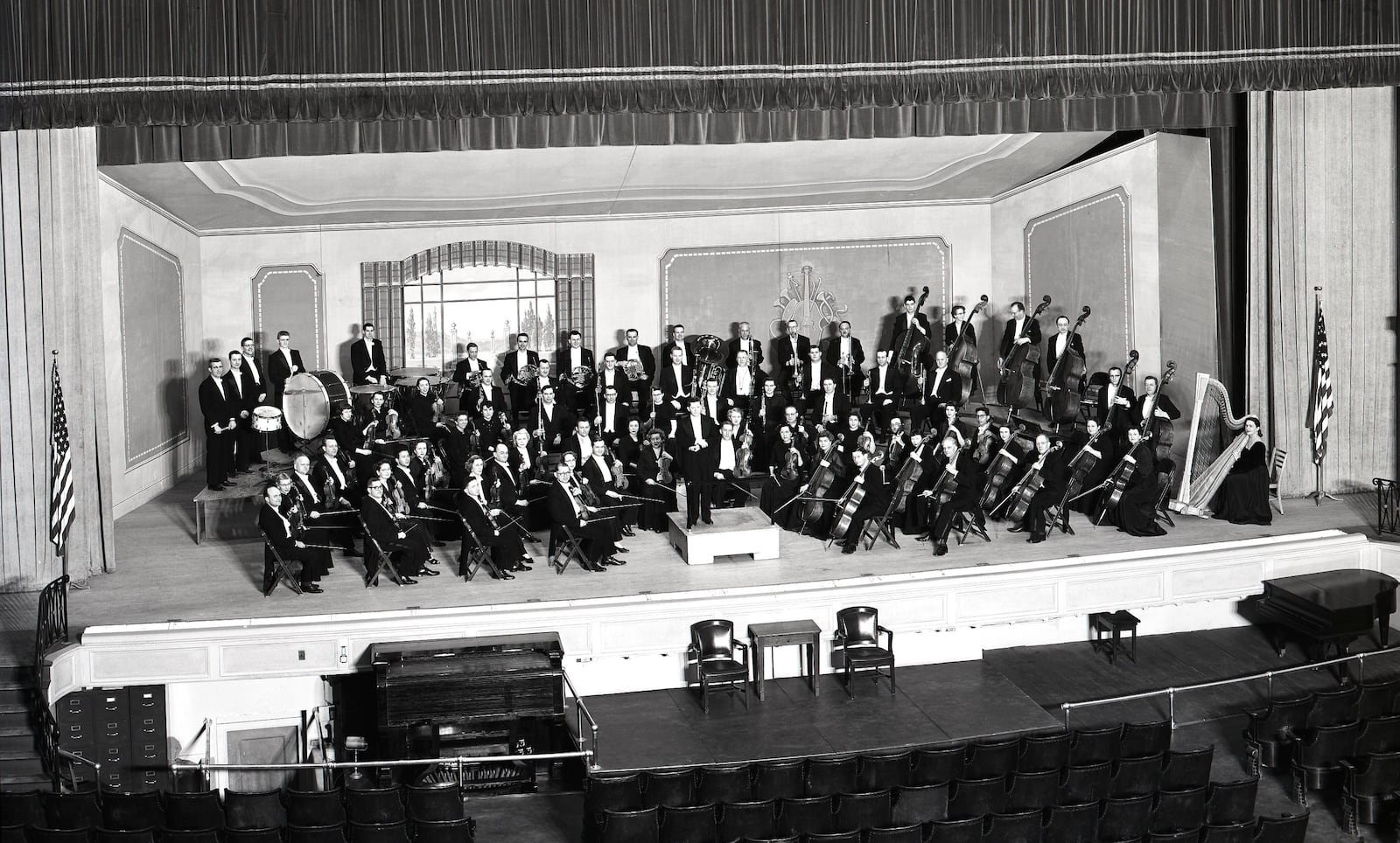 The Dayton Philharmonic Orchestra performs in the NCR Auditorium on April 16, 1956. Paul Katz, who founded the orchestra in 1933, leads it at the podium. CONTRIBUTED