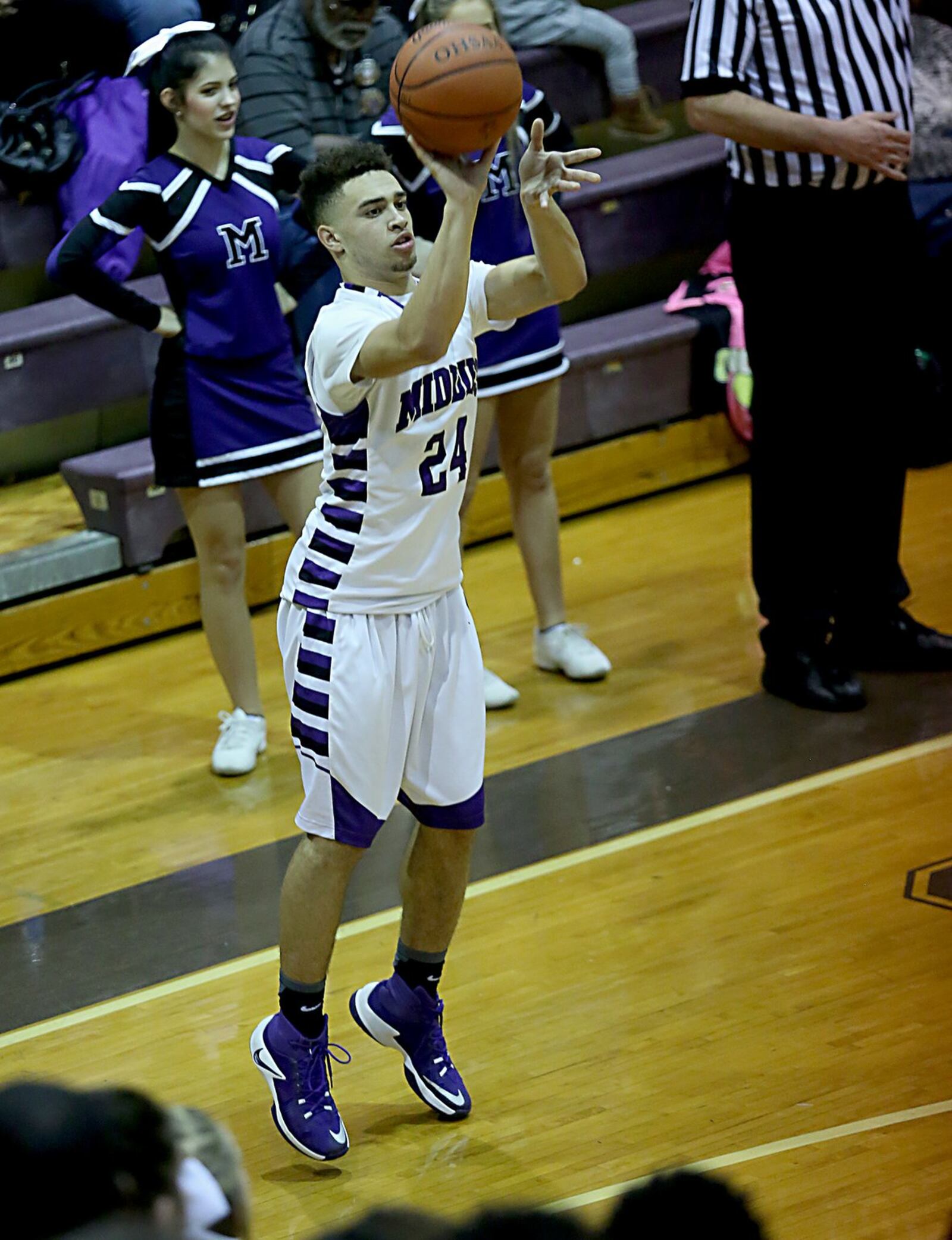 Middletown guard Blake Marshall connects for one of his two 3-pointers during Wednesday night’s game against Fairmont at Wade E. Miller Gym in Middletown. CONTRIBUTED PHOTO BY E.L. HUBBARD