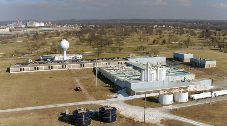Aerial view of Dayton’s water treatment plant looking north from Dayton Park Drive. Boil advisories for the water main break in Dayton on Wednesday were all cancelled on Friday. The City said a main water line that runs under the Great Mami River had broken on Wednesday and water was rerouted to restore service to customers. TY GREENLEES / STAFF