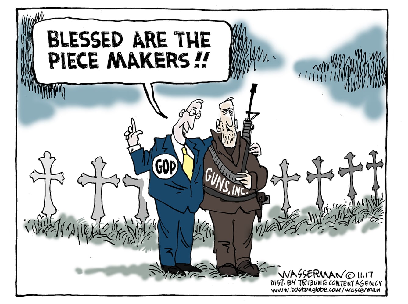 Week in cartoons: Guns, Russia, Trump and more