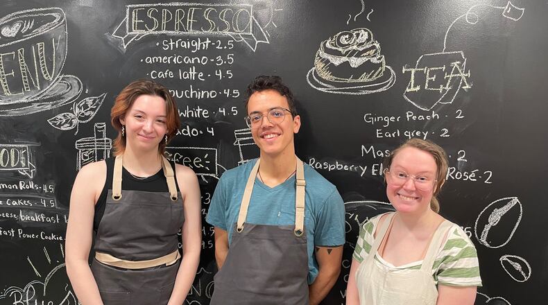 Blue Sky Coffee, a new coffee shop and creative space across from Wright State University in the Emergence Center at 3070 Presidential Drive, is now open. NATALIE JONES/STAFF