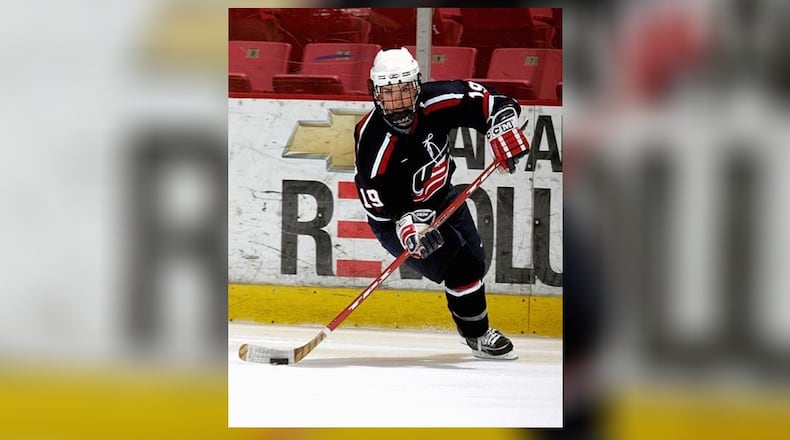 Forward Kristin King skates during practice at the USA Hockey National Women's Festival on August 25, 2005 at the Olympic Center in Lake Placid, New York. (Photo by Jim McIsaac/Getty Images)