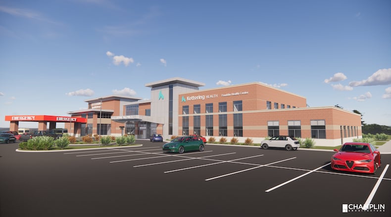 A rendering shows a future expansion of Kettering Health's Franklin freestanding emergency department expanded into a larger health center. CONTRIBUTED