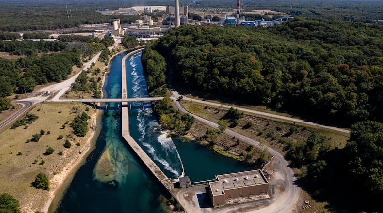 FILE - An aerial image of Consumer Energy's J.H. Campbell Generating Complex in Ottawa County, Mich., Sept. 21, 2024. (Joel Bissell/Kalamazoo Gazette via AP, File)