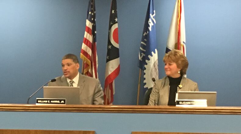 Nov. 21 was a big day for William Harris and Elizabeth Lolli. Harris was sworn in to Dayton’s school board that day, and Lolli was promoted to acting superintendent that night. JEREMY P. KELLEY / STAFF