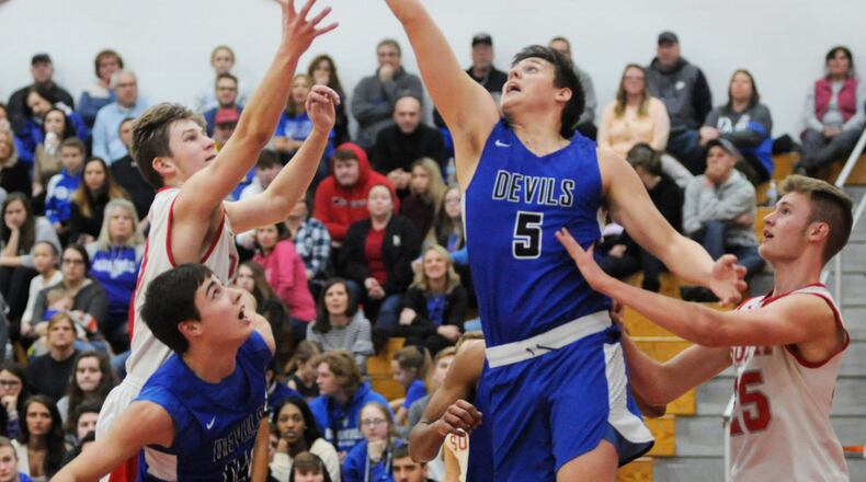 Wes Turner of Brookville shoots a layup. MARC PENDLETON / STAFF