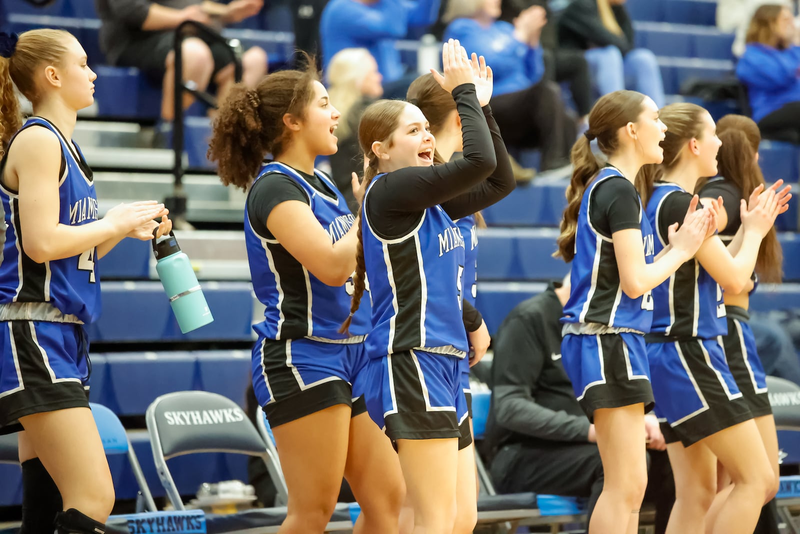 The Miamisburg High School girls basketball team beat Troy 37-27 in a Division II district semifinal game on Wednesday, Feb. 25, 2026 at Fairborn's Skyhawk Arena. MICHAEL COOPER / STAFF