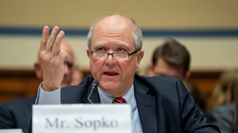 Special Inspector General for Afghanistan Reconstruction (SIGAR) John Sopko speaks during a hearing of the House Oversight and Accountability Committee concerning the U.S. withdrawal from Afghanistan, on Capitol Hill, Wednesday, April 19, 2023, in Washington. (AP Photo/Alex Brandon)