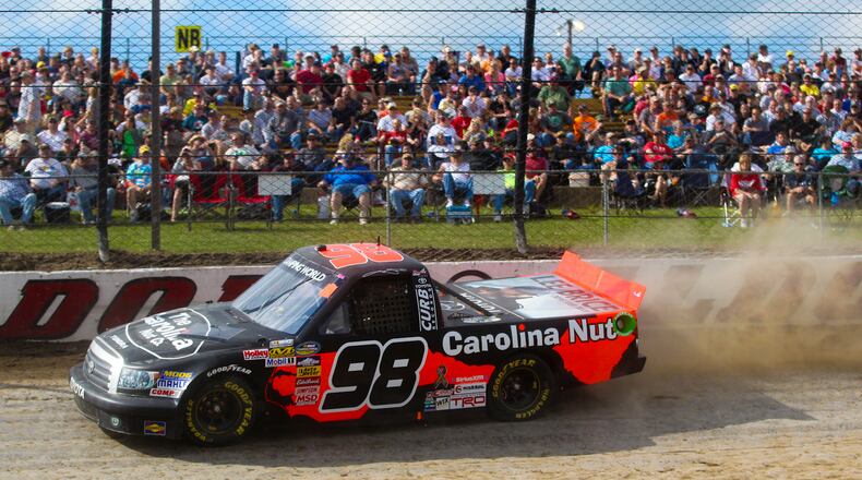 Johnny Sauter runs a qualifying lap before the Inaugural Mudsummer Classic at Eldora Speedway, Wednesday, July 24, 2013. GREG LYNCH / STAFF