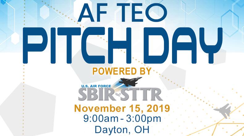 The Air Force Research Laboratory and the Wright Brother’s Institute will host the inaugural Air Force Technology Executive Officer Pitch Day Nov. 15 at the Steam Plant and the Wright Brother’s Institute in Dayton from 9 a.m. to 3 p.m. with a business networking social to follow. (Courtesy graphic)