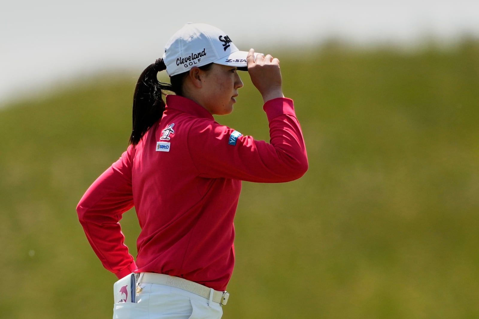 Rio Takeda, of Japan, after her putt on the 13th hole during the third round of the U.S. Women's Open golf tournament at Erin Hills Saturday, May 31, 2025, in Erin, Wis. (AP Photo/Matt York)