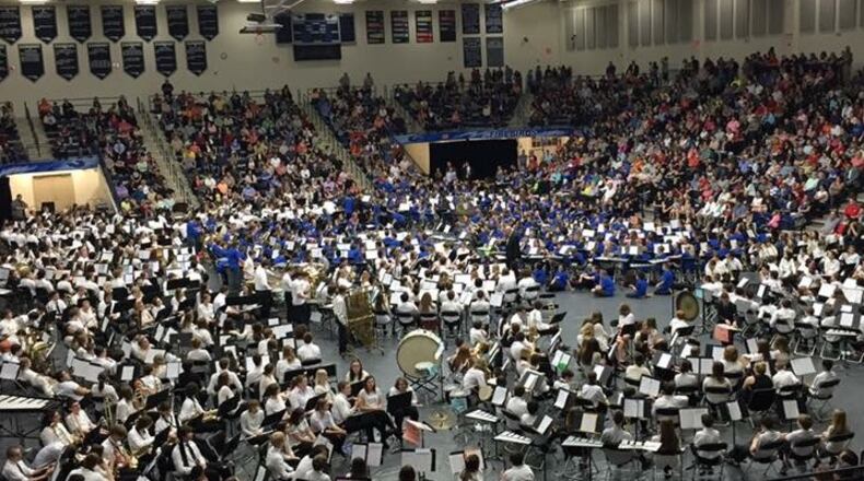 Kettering City Schools’ Trent Arena is packed for a multi-grade band concert in March 2016. THOMAS GNAU/STAFF