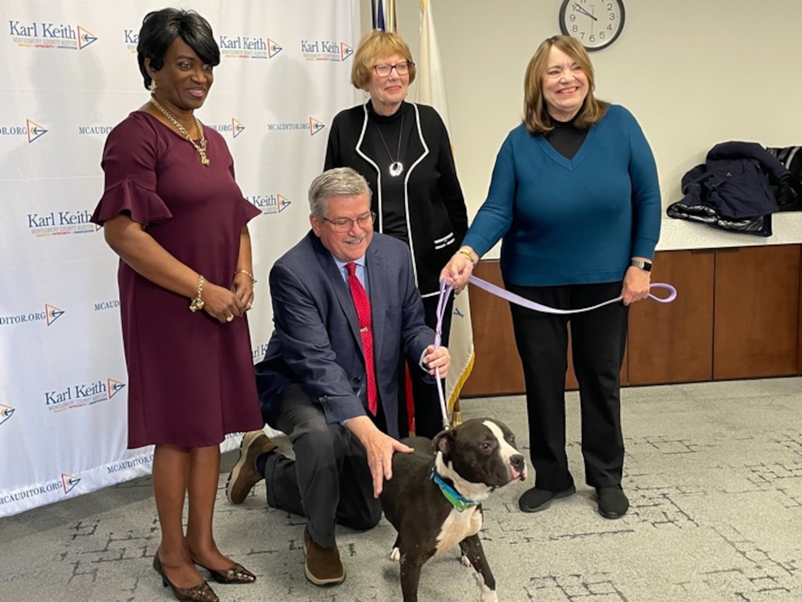 The Montgomery County dog license sale launched on Monday and goes through January. Montgomery County commissioners Mary McDonald, Judy Dodge and Carolyn Rice joined Montgomery County Auditor Karl Keith for a press conference launching the sale. SYDNEY DAWES/STAFF