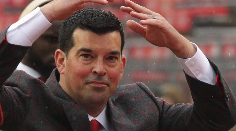 Ohio State’s Ryan Day arrives at Ohio Stadium before a game against Wisconsin on Saturday, Oct. 26, 2019, in Columbus. David Jablonski/Staff