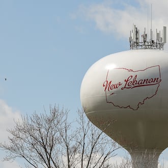 A water tower stands on the west side of New Lebanon near Dixie High School. BRYANT BILLING / STAFF