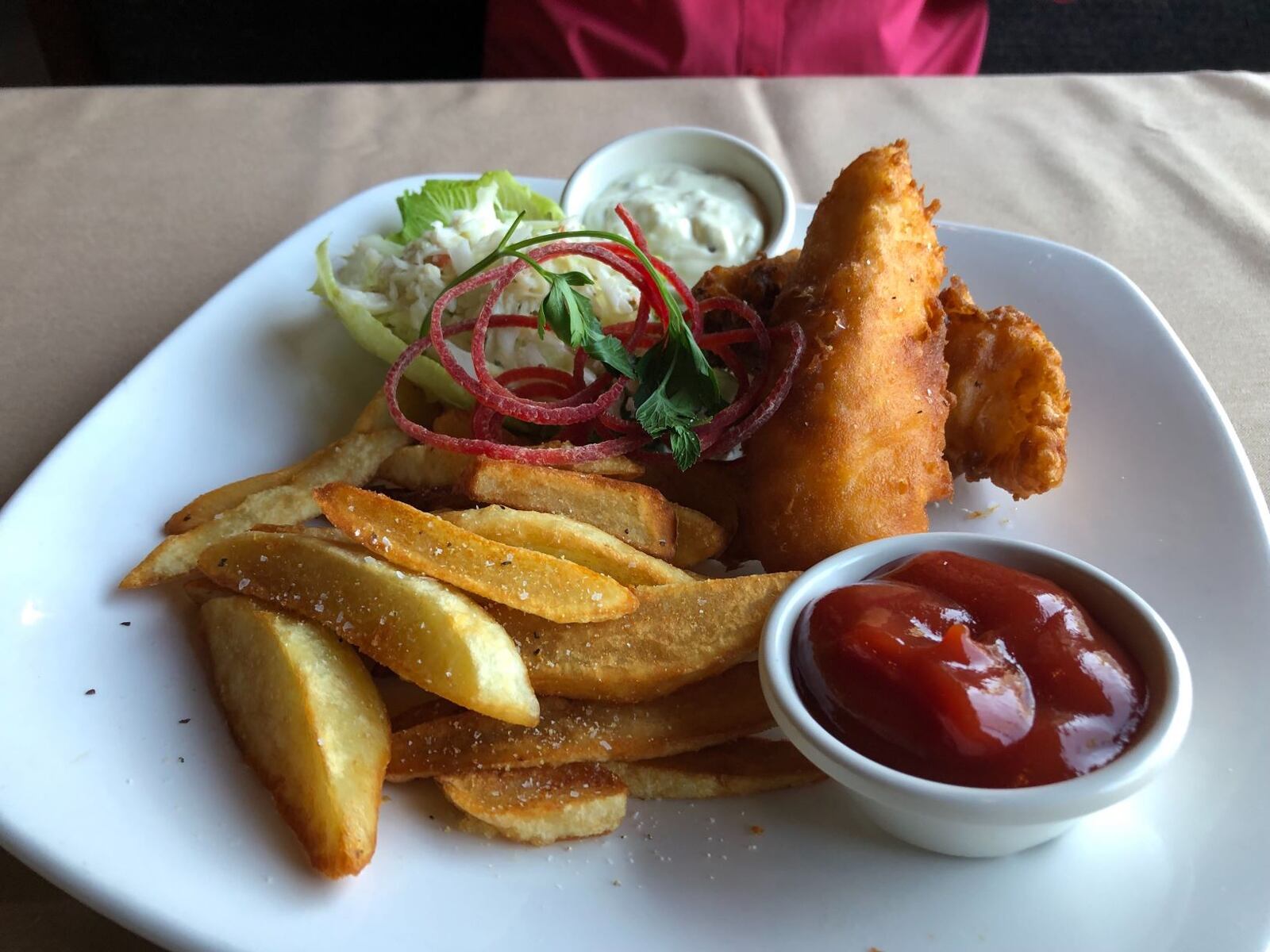 The Fish & Chips lunch portion at Club Oceano at The Greene.