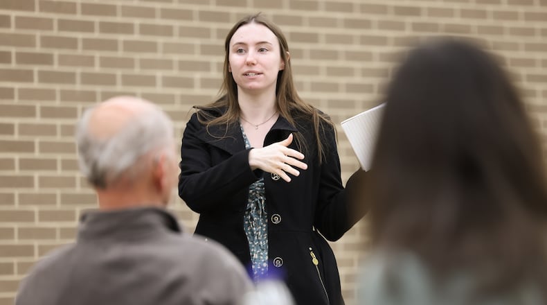 Karli Gibson, attorney with ABLE, speaks during the CommUnity Connection Coalition on Wednesday, March 18 at Clark State College. BRYANT BILLING / STAFF