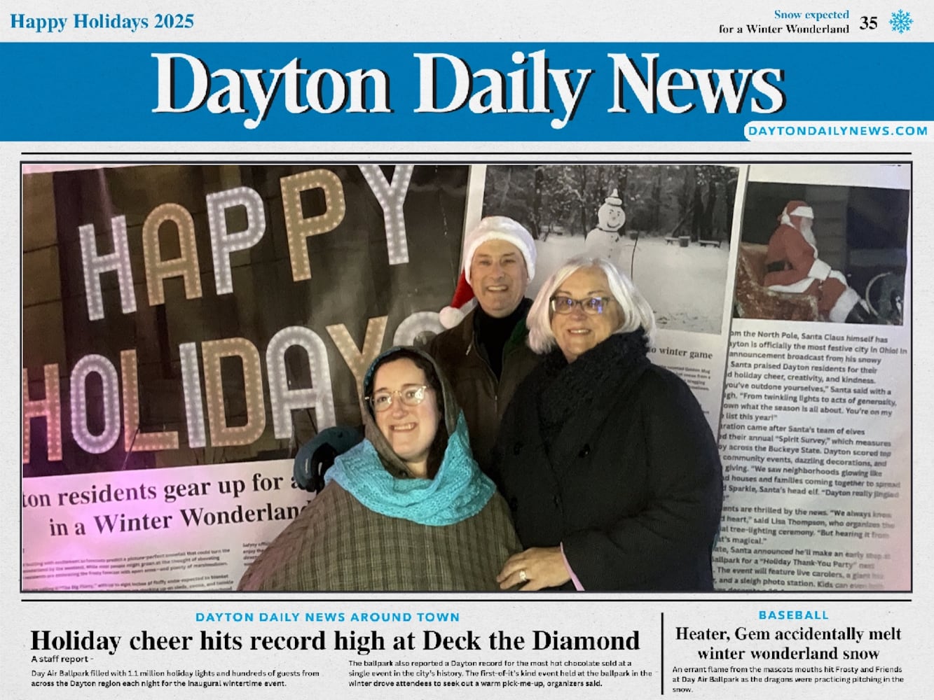 "Front Page News" photobooth at Deck the Diamond