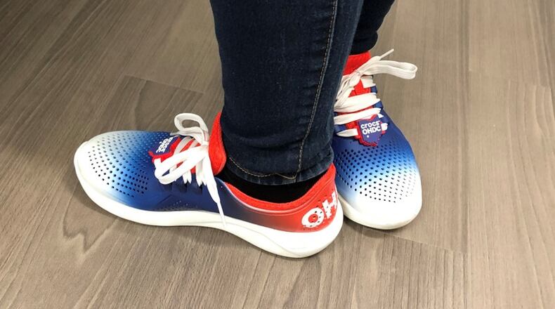 Crocs relocated its main distribution center from California to Dayton. The new distribution center, at 10391 Dog Leg Road, spans 550,000 square-feet and will employ about 250 people. A ribbon-cutting in October. BONNIE MEIBERS/STAFF