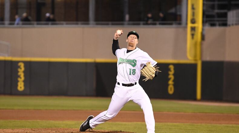 Dragons reliever John Ghyzel fires a pitch plateward. CONTRIBUTED