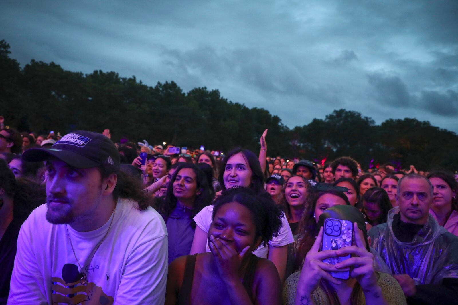 Music fans watch Hozier perform at the Governors Ball Music Festival on Sunday, June 9, 2025, at Flushing Meadows Corona Park in the Queens borough of New York. (Photo by Andy Kropa/Invision/AP)