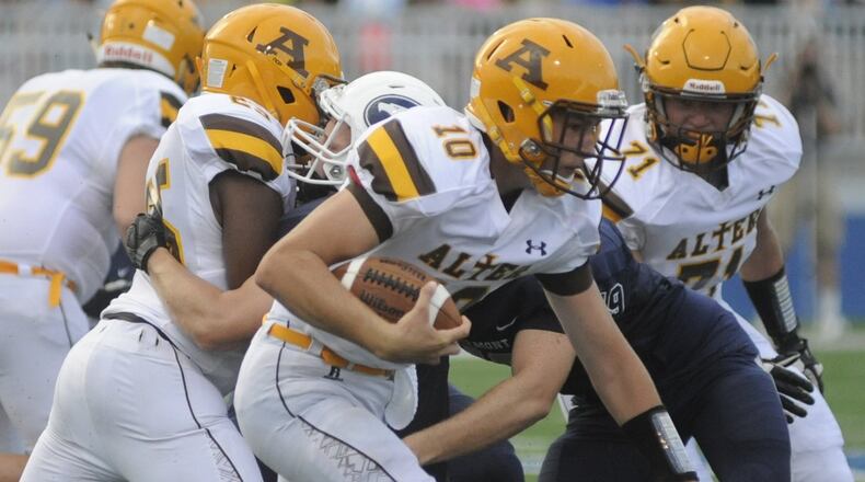 Alter sophomore QB Connor Bazelak. Alter (2-0) is at Xenia (0-2) in a Week 3 high school football game on Friday, Sept. 10, 2016. MARC PENDLETON / STAFF