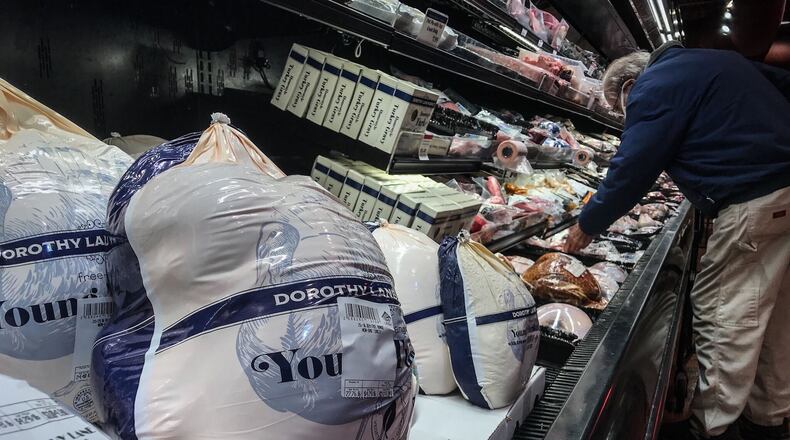 Dorothy Lane Market sells 1,200 to 1,300 turkeys during the Thanksgiving holiday. Dorothy Lane Market Meat Manager, Mike Chrisman said that if you would like a smaller turkey this year, you need to shop soon. “Fifty percent of my orders are for smaller turkeys,” Chrisman added. JIM NOELKER