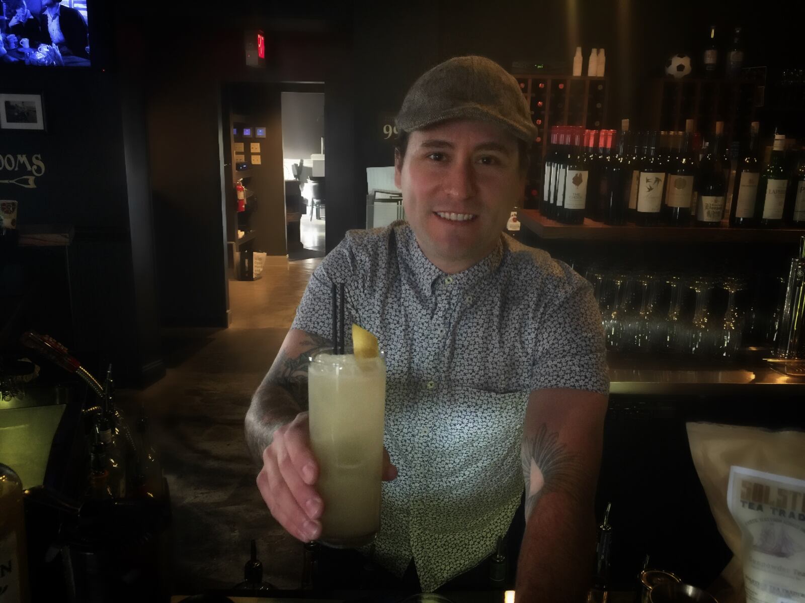 Coco's Bistro bartender Evan Danielson presents a Lawyers, Guns and Honey, made with Belle of Dayton Gin infused with gunpowder tea.