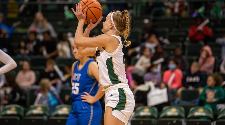 Freshman Lauren Scott shoots a free throw during Thursday's game against Ohio Christian at the Nutter Center. Scott led the Raiders with 13 points. Wright State Athletics photo