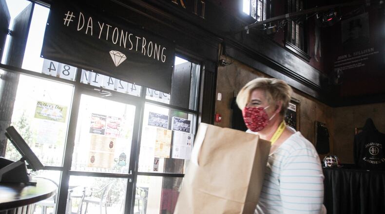 Jimmie’s Ladder 11 restaurant on Brown Street is currently serving pickup meals at the front door. They are coming up with a plan to re-open. JIM NOELKER/STAFF