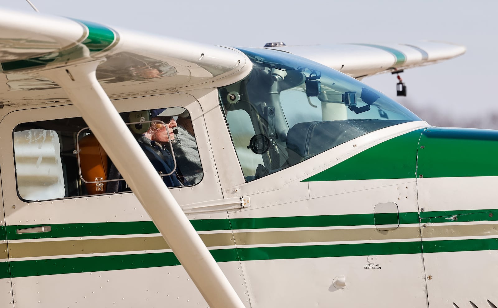 Hospice patient James Whitehead took his first ride in an airplane thanks to "Perfect Day" by Advanced Home Health and Hospice and pilot Kenneth Ross Thursday, Feb. 12, 2026 at Warren County Airport. NICK GRAHAM / STAFF