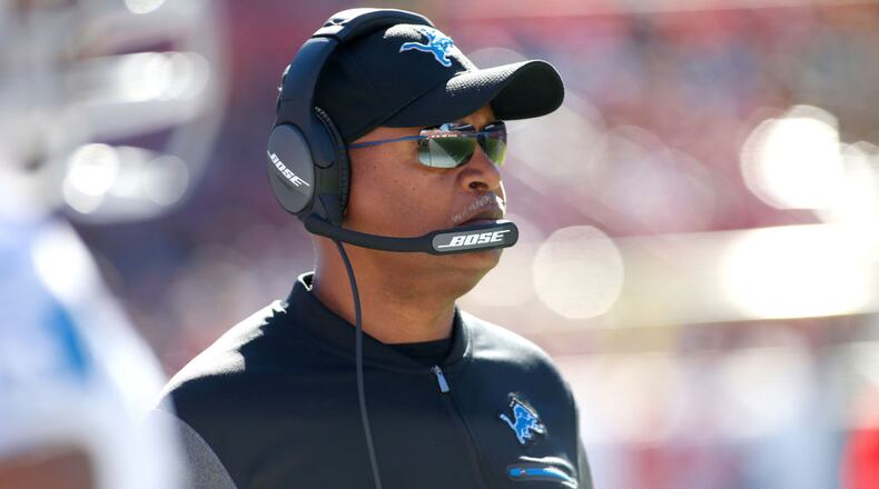TAMPA, FL - DECEMBER 10: Head coach Jim Caldwell of the Detroit Lions looks on from the sidelines during the second quarter of an NFL football game against the Tampa Bay Buccaneers on December 10, 2017 at Raymond James Stadium in Tampa, Florida. (Photo by Brian Blanco/Getty Images)