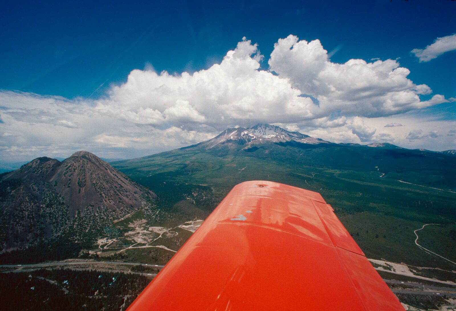Mount Shasta off the wingtip in northern California - 1997