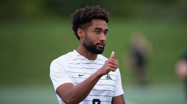 Senior forward Joe Kouadio has a team-high eight points (three goals, two assists) to lead Wright State's men's soccer team. Joe Craven/Wright State Athletics
