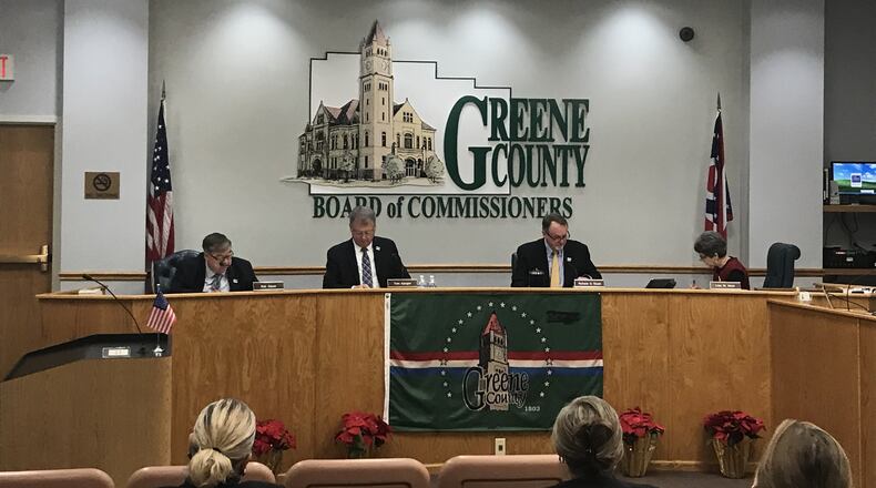 The Greene County Board of Commissioners meet on Thursday, December 19, 2019. Two of the seats are up for re-election in 2020. STAFF PHOTO / SARAH FRANKS