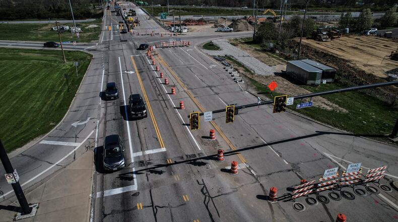 Scheduled ramp closures on the U.S. 35/Woodman Drive interchange reconfiguration are changing with the next one not expected until September. JIM NOELKER/STAFF